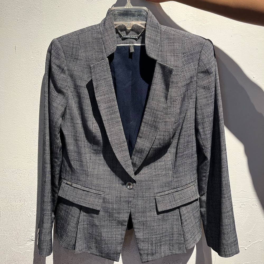 Navy Blue Blazer with Silver Adornments - White House Black Market